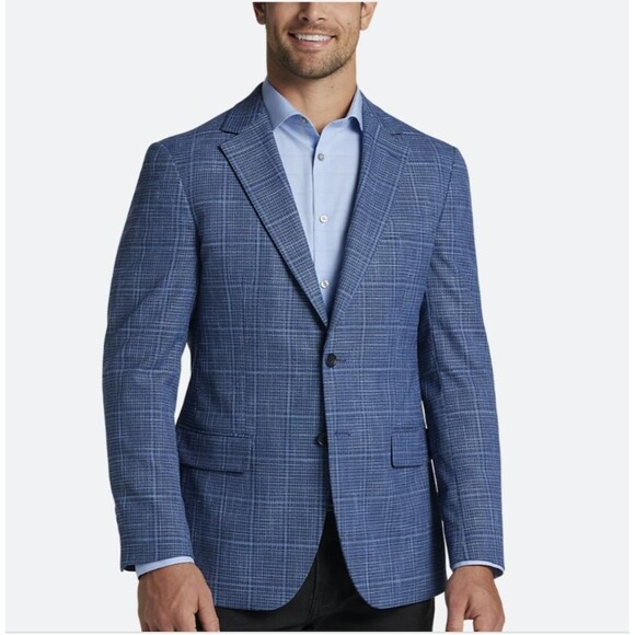 Pronto Uomo Modern Fit Notch Lapel Sport Coat-50R colour: Blue Plaid - Picture 1 of 2